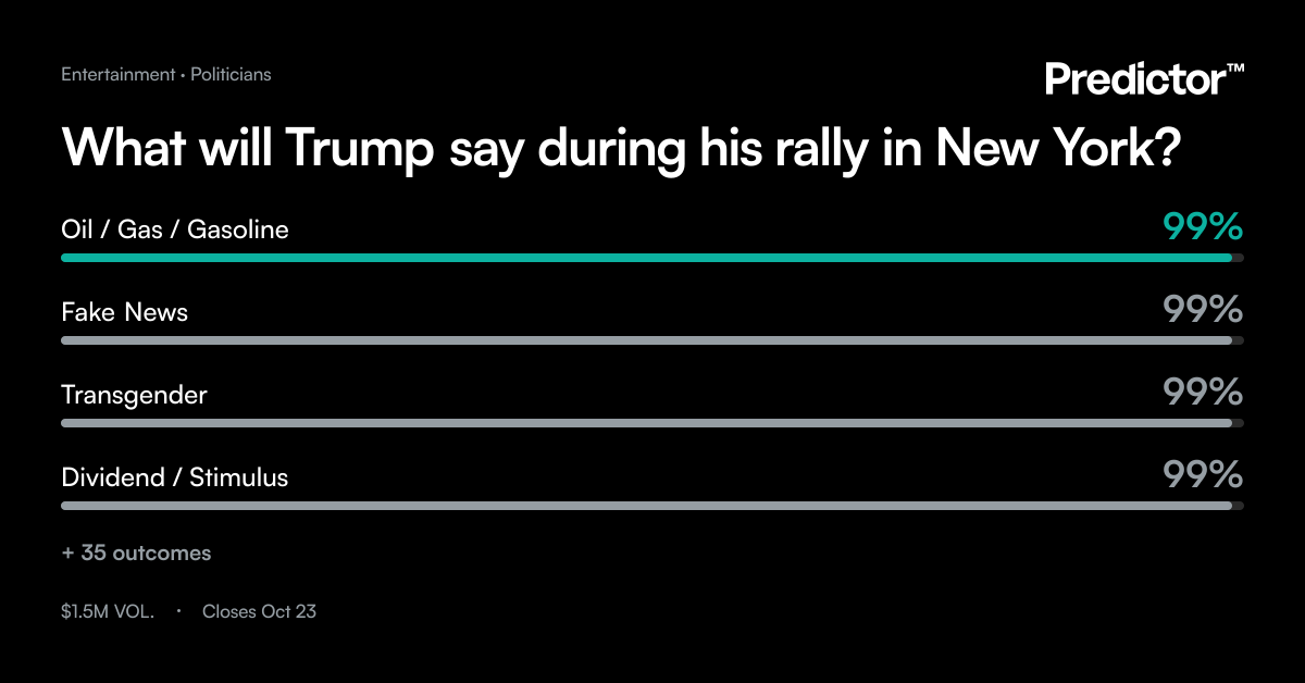 What will Trump say during his rally in New York? | Predictor